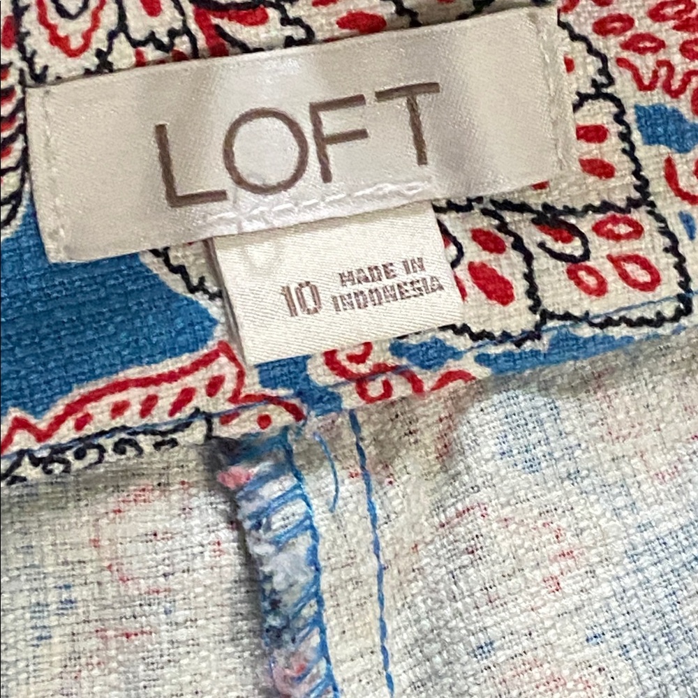 LOFT Blue Paisley-Print Women’s Shorts with Pink Accents size 10 - Picture 4 of 12